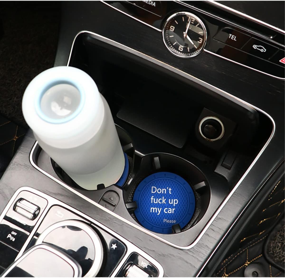 Car Cup Holder Coasters, 2 Pcs 2.75 Inch Non-Slip PVC Insert Cup Coaster, Anti-Scratch Auto Cup Mats for Women Men, Vehicle Interior Accessories Universal for Car, SUV, Truck (Blue-4)