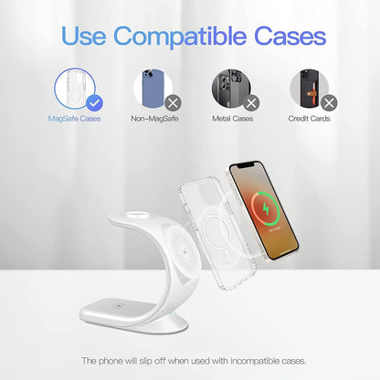 KIYOSAKI Magneitc Wireless Charger, 3 in 1 Wireless Charging Station, Charging Dock for AirPods, Watch Stand for Apple Watch, Qi Fast Charging Stand for iPhone 14/13/12 Series