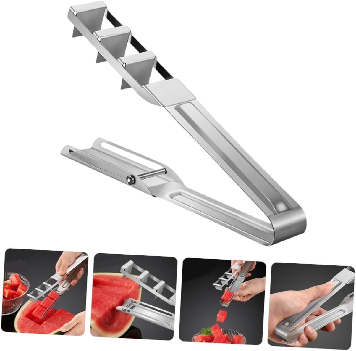 Zerodeko Stainless Steel Watermelon Slicer - Fruit Cutter Watermelon Cutter Slicer Tool Uniform Cube for Fruits Events Picnic Food Prep