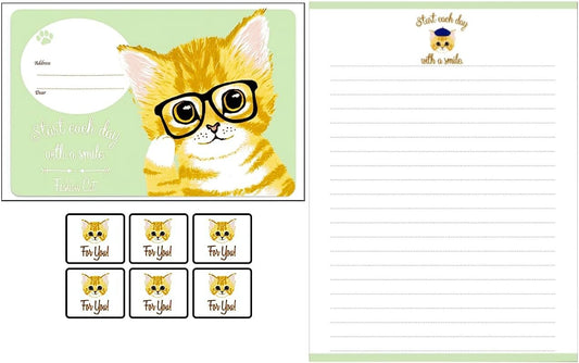 KUDOS.JP Cute Kawaii Cat Envelopes 6 Letter Writing Stationery Paper 12 Gift Set for Teen, Girls, Kids