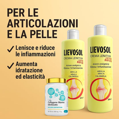 Marine Collagen with Hyaluronic Acid and Arnica Cream - Anti-Aging and Soothing Treatment with Lievosol and CL-38 - Deep Hydration, Skin Elasticity, Muscle and Joint Relief - 200ml