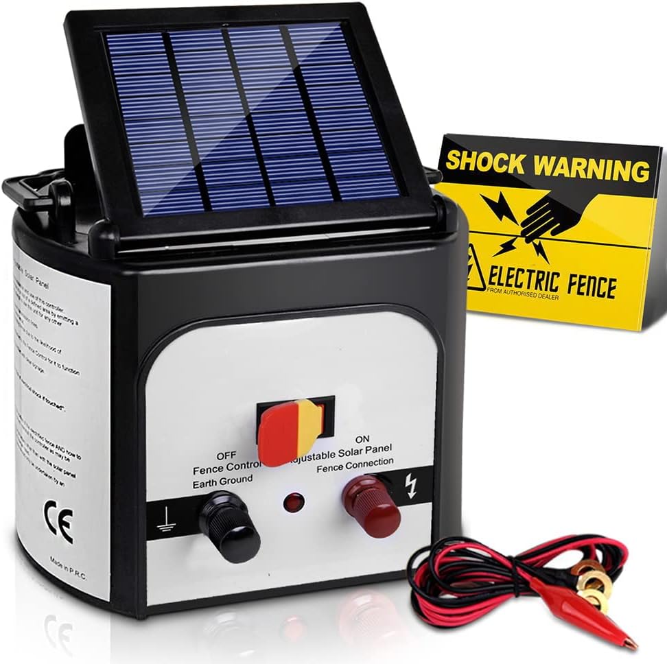 GIANTZ Fence Energiser 8Km Solar Energizer Charger, Fencing Equipment Farm Barrier Animals, 0.3J