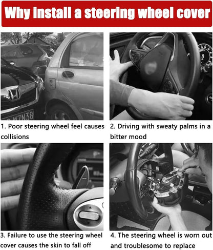 XINLIYA 15 Inch Car Leather Steering Wheel Cover, Automotive Accessories Elastic Breathable Anti-Slip Soft Wheel Protector Fits Men and Women, Suitable for SUVs, Trucks, Vehicles and RVs（Blue）