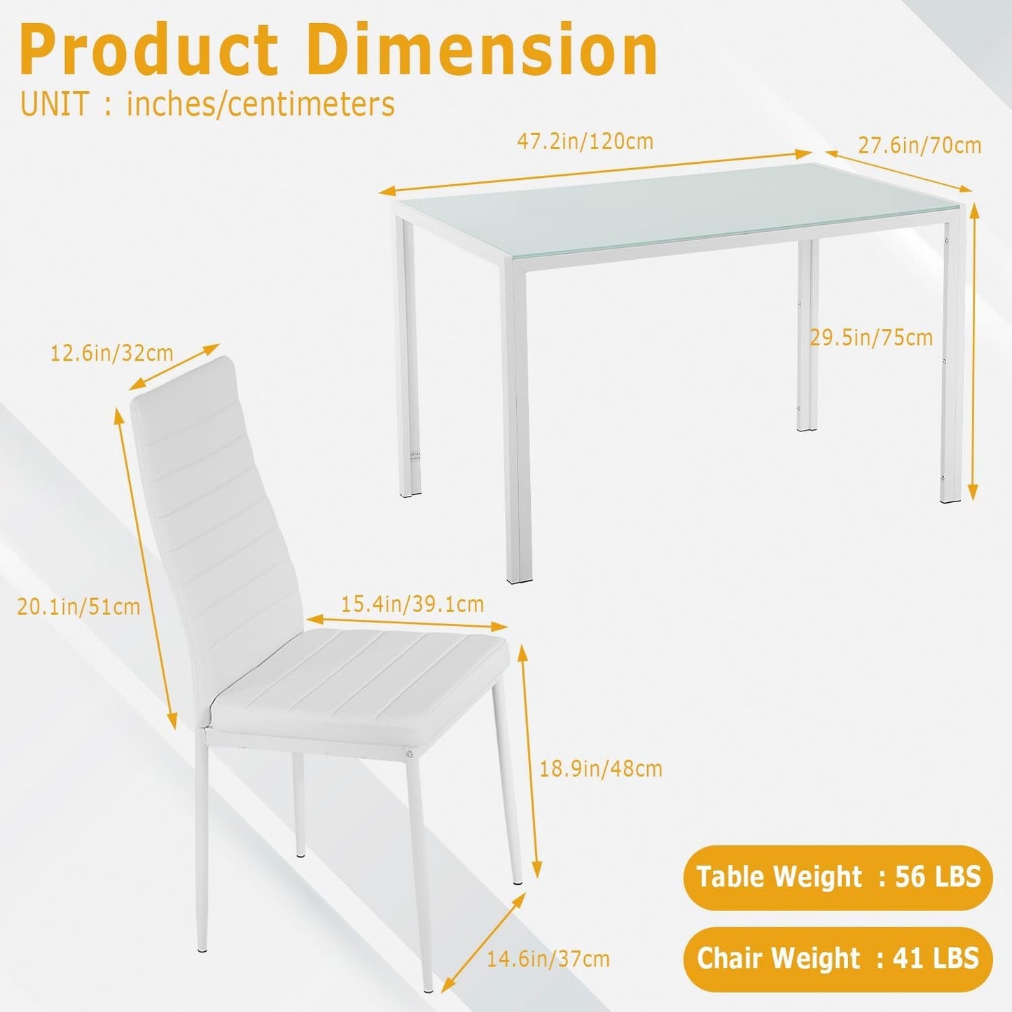Ruesleag Dining Table Set 5-Piece Dining Room Glass Tabletop Table &Upholstered Chairs for 4 Modern Kitchen Table with Chairs Space-Saving Home Furniture Dining Sets for Dining Room Living Room,Black