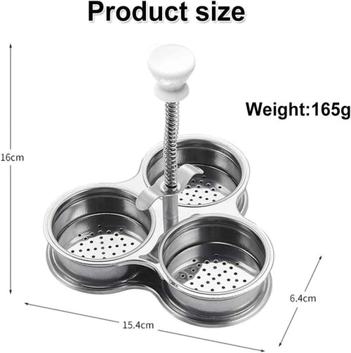 Cuociuova in Camicia, Utensili da Cucina Pentole Antiaderenti per Uova, 3 Griglie in Acciaio Inossidabile, Cottura Rapida, Cuociuova Gadget da Cucina per la Colazione (SILVER)