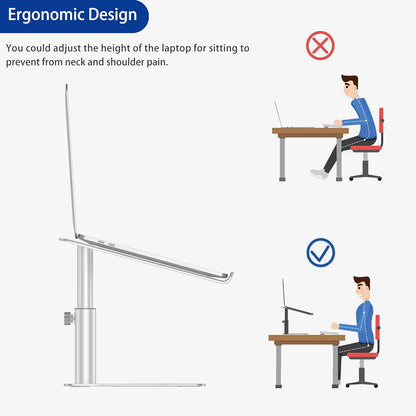 BESIGN Aluminum Laptop Stand, Ergonomic Adjustable Notebook Stand, Riser Holder Computer Stand Compatible with Air, Pro, Dell, HP, Lenovo More 10-15.6" Laptops (Silver)
