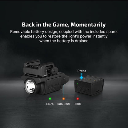 OLIGHT PL-MINI 3 Valkyrie Rail-Mounted Rechargeable Tactical Flashlight with Strobe and Adjustable Rail, 600 Lumens Compact Flashlight Compatible with GL, Hellcat and Pic, Spare Battery Included (BK)