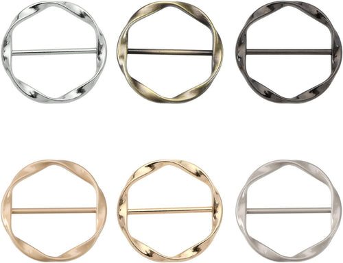 ECSiNG 6PCS T-Shirt Clips Elegant Silk Scarf Ring Clips Neckerchief Buckle Clothes Tie Clips Metal Wrap Holder for Silk Neckerchief Clothing Accessories 6 Colours