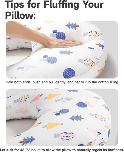 Nursing Pillow for Breastfeeding & Bottle Feeding –Breastfeeding Pillow with Adjustable Waist Strap, Feeding Pillow for Tummy Time,Removable Cotton Cover for Mom & Baby Comfort (Forest)
