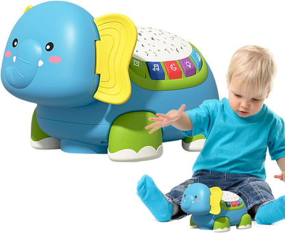 Crawling Toy, Musical Elephant Baby Toy, 7.09x5.31in Interactive Sensory Game, Funny Educational Play, Developmental Activity for Boys, Girls, Nursery Rooms, Home Play
