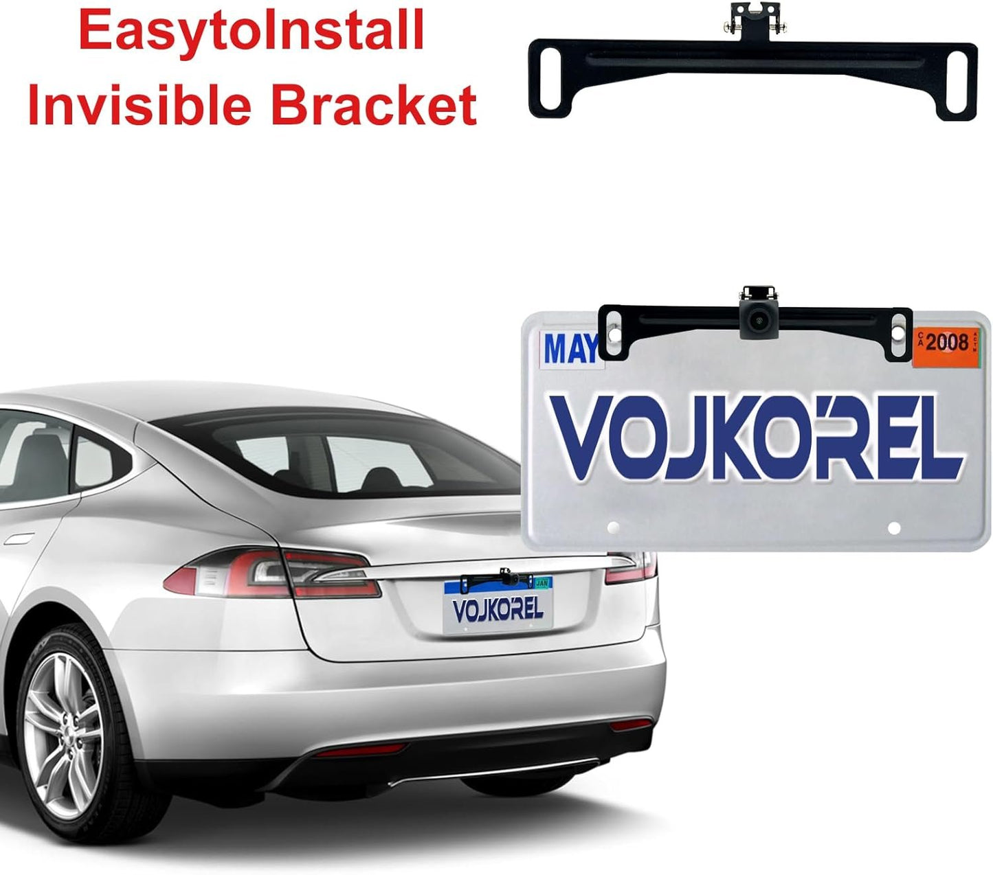 VOJKOREL Universal Car Rear View Camera License Plate Bracket Backup Camera License Plate Mount Rearview Cam Mount Bracket (Black 03)
