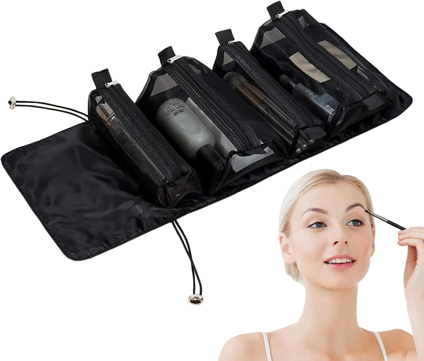 Roll up Travel Bag for Toiletries | Travel Makeup Organizer,Packing Organizers, Foldable Toiletries Case Cosmetic Container for Vacation Business Trips