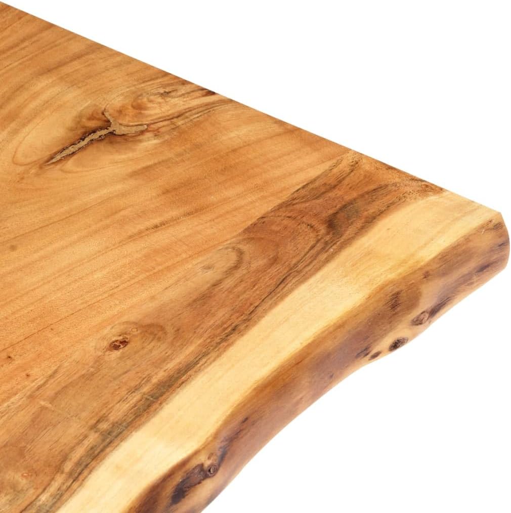vidaXL Acacia Wood Table Top - 80x60cm Rectangular Kitchen Tabletop, Coffee Table Desk Top, Brown, Wooden, Live Edge Finish