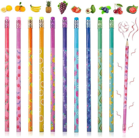 JQSSHXB 60 Pieces Scented Pencils for Kids Smencils Scented Pencils with Erasers Fruit HB Graphite Pencil for School Stationery Party Reward Supplies