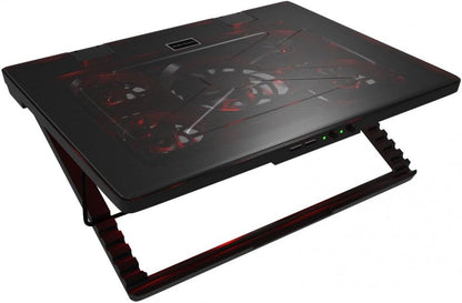 Mars Gaming MNBC2 Cooling Base for Gaming Laptops up to 17.35 inches (5 Ultra-Silent Fans, Red LED, 2 x USB 2.0), Black and Red