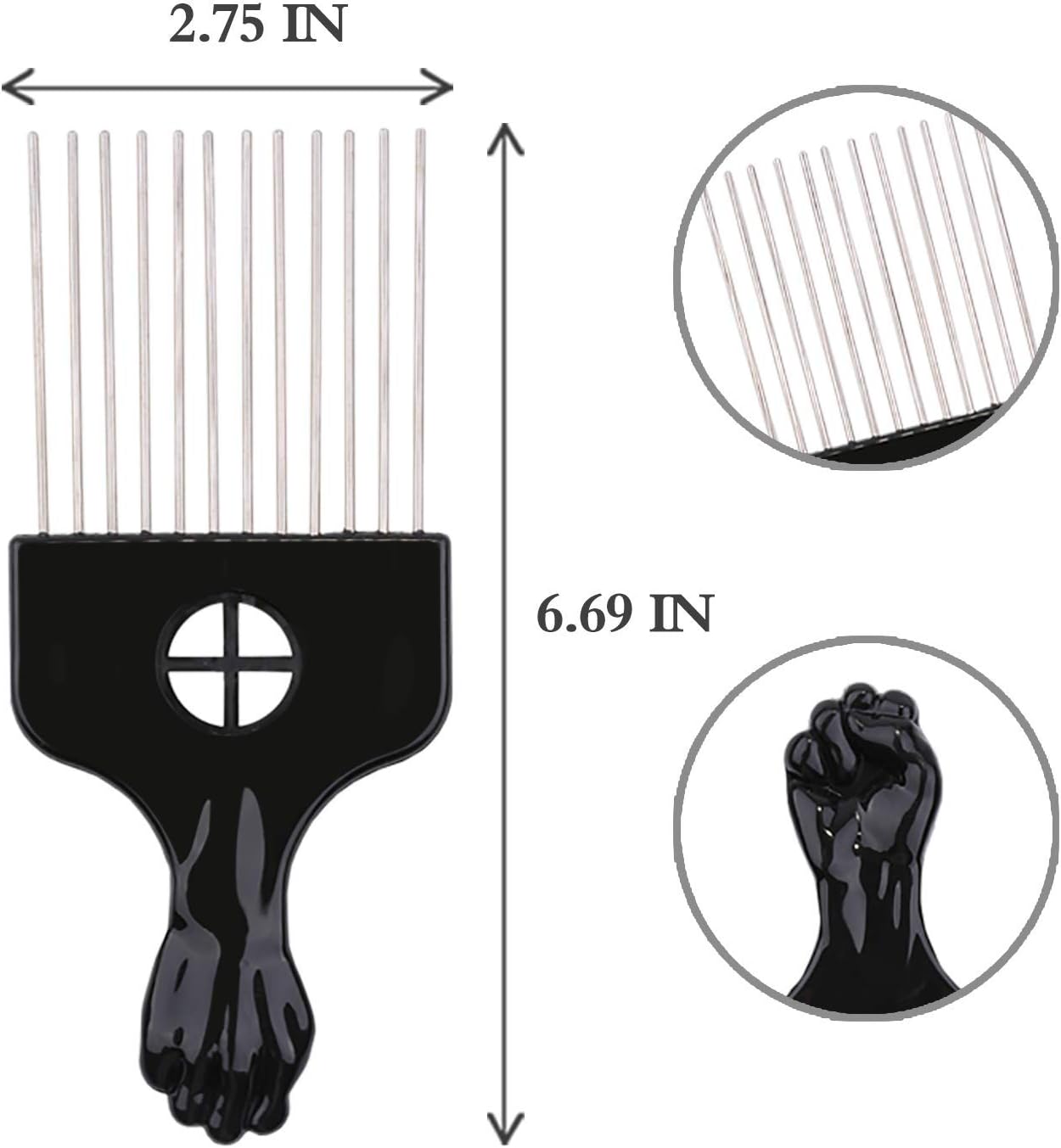 2 Pieces Hair Pick Afro Pick Metal Pick Comb Detangle Wig Braid Twist Hair Styling Comb Hair Comb Pick Wave Barber Tool Afican hair styling