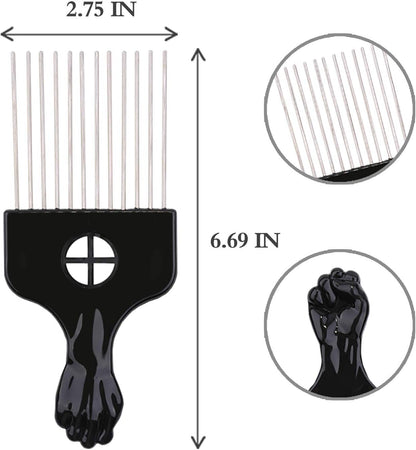 2 Pieces Hair Pick Afro Pick Metal Pick Comb Detangle Wig Braid Twist Hair Styling Comb Hair Comb Pick Wave Barber Tool Afican hair styling