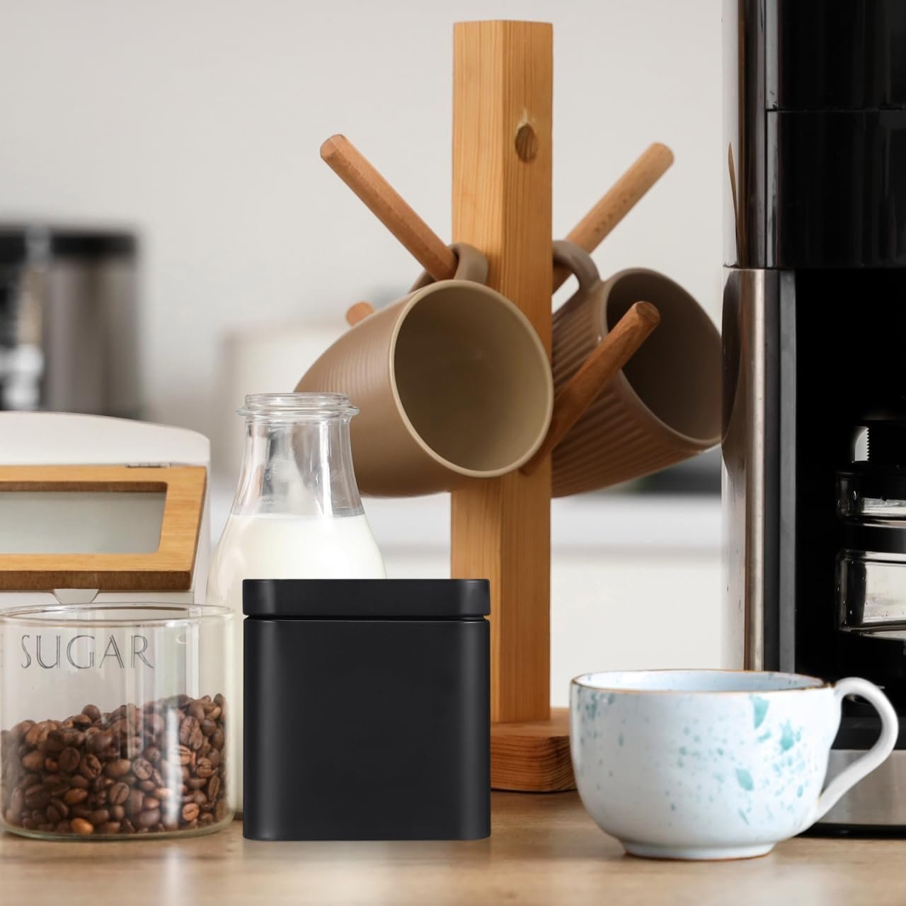 Luxshiny 10pcs Black Square Metal Tin Containers for Storage, Portable Airtight Tea Canisters for Loose Leaf Tea, Multi-Purpose Small Storage Boxes for Candy, Medicine, and Accessories