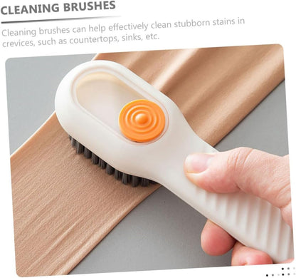 FOMIYES 2sets Multi-use Cleaning Brush Set Laundry Tile Shoe Brush Soap Dispenser Storage Plastic Soft Bristles Home Cleaning Essential 2pcs*2