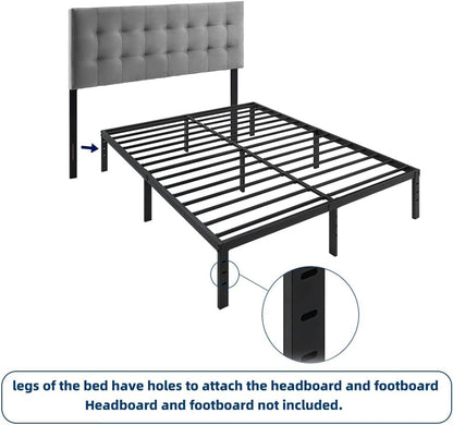 Lennox furniture Full Sturdy Steel Pre-Assembled 14 Slats Metal Platform Bed Frame Support No Box Spring Needed Fast and Easy Assembly