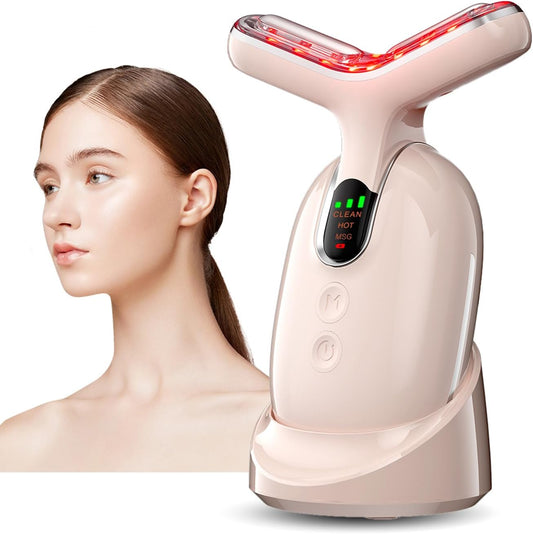Mosnami Facial and Neck Beauty Massage,3 Models Face and Neck Beauty Device,at Home Face Tool for Skin Care (Pink)