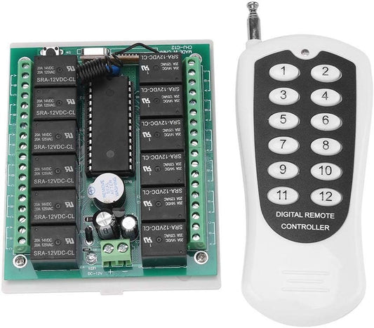 12V Relay 12 Channel RF Remote Control Switch Transmitter & Receiver Control for Home Automation