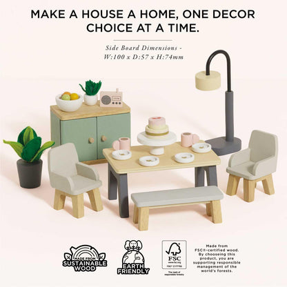 Le Toy Van - Wooden Daisylane Dining Room Dolls House Accessories Play Set For Dolls Houses, Dolls House Furniture Sets - Suitable For Ages 3+