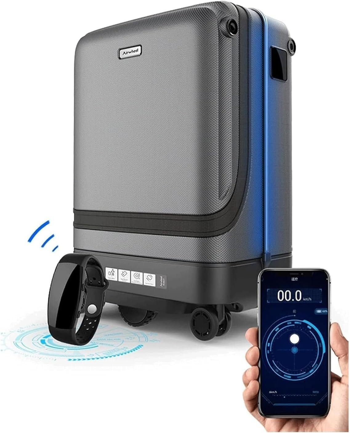 QWAXTRIW Qwaxtriw Suitcase Carries Luggage Intelligent Auto Tracking Pack Case Alarm Cases with Wheels Security Anti-theft Luggage Large Capacity Durable (Color : Silver-)