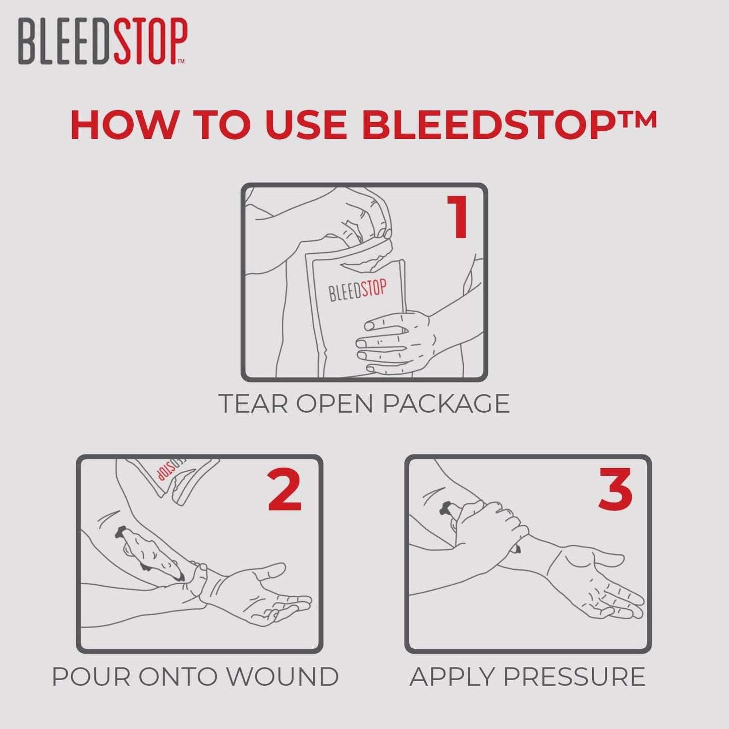 BleedStop First Aid Powder for Blood Clotting, Trauma Kit, Blood Thinner Patients, Camping Safety, and Survival Equipment for Moderate to Severe Bleeding Wounds or Nosebleeds (Double 4 Pack 15g)