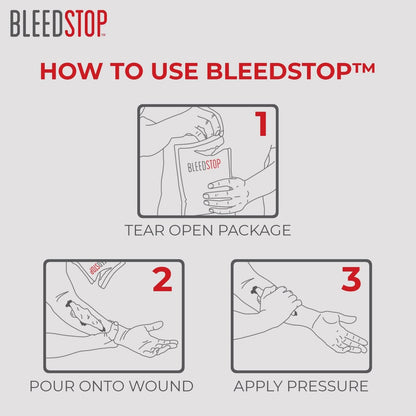 BleedStop First Aid Powder for Blood Clotting, Trauma Kit, Blood Thinner Patients, Camping Safety, and Survival Equipment for Moderate to Severe Bleeding Wounds or Nosebleeds (Double 4 Pack 15g)