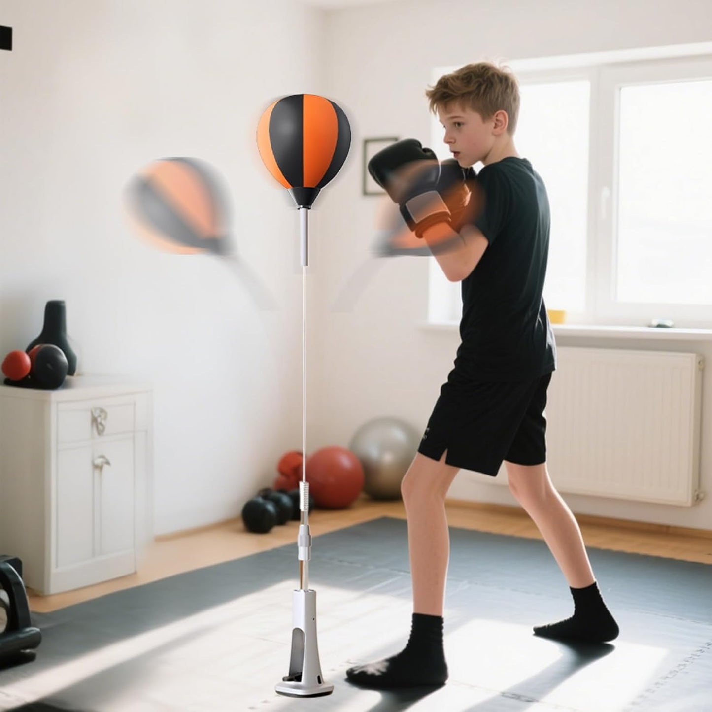 Freestanding Punching Bag, Reflex Training Kit, Height Adjustable Rebound Stand, Boxing Fitness Gear, for Gym Stress Relief Workouts EVA, stainless steel