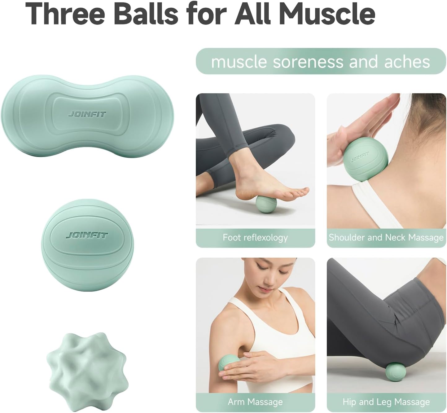 Physical Therapy 3-Piece Massage Ball Set - Spiky Trigger Point, Fascia Release, Lacrosse Peanut Ball for Foot, Neck, Shoulder, Back Pain Relief & Sports Recovery