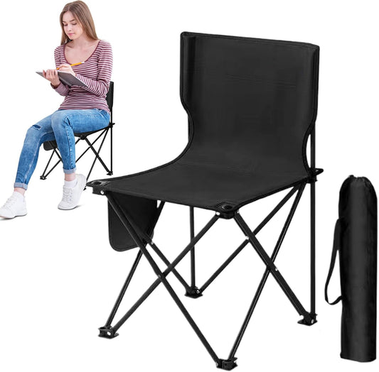 Folding Camp Chair - Outdoor Folding Chair With Drawstring Storage Bag | Lightweight Lawn Chairs | Camping Gear For Travel, Beach, Picnic, Barbecue, & Sporting Events, Support 286 LBS