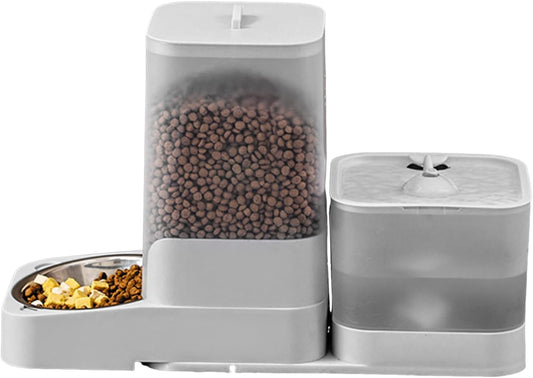 Auto Cat Feeder | Cat Food Feeder Water Dispenser - Drinker Waterer Large Capacity Pet Supplies, Storage Container for Kitten Puppy Feeding Watering