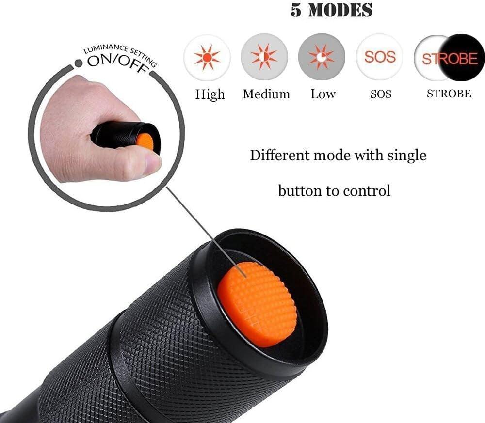 AuKvi TC1200 Tactical Flashlight 3000 Lumens Zoomable 5 Modes for Hurricane Camping Hiking etc (2-Pack)