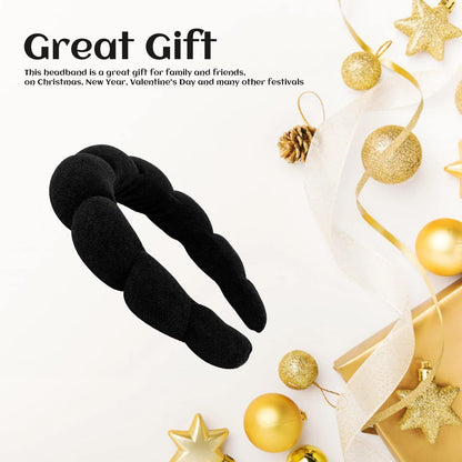 Wide Headbands, Spa Headband Skincare Headbands Made of Soft & Absorbent Material, Women Girls Hair Accessories Non Slip Head Band for Washing Face,Facial Mask, Makeup Removal, Shower (Black)