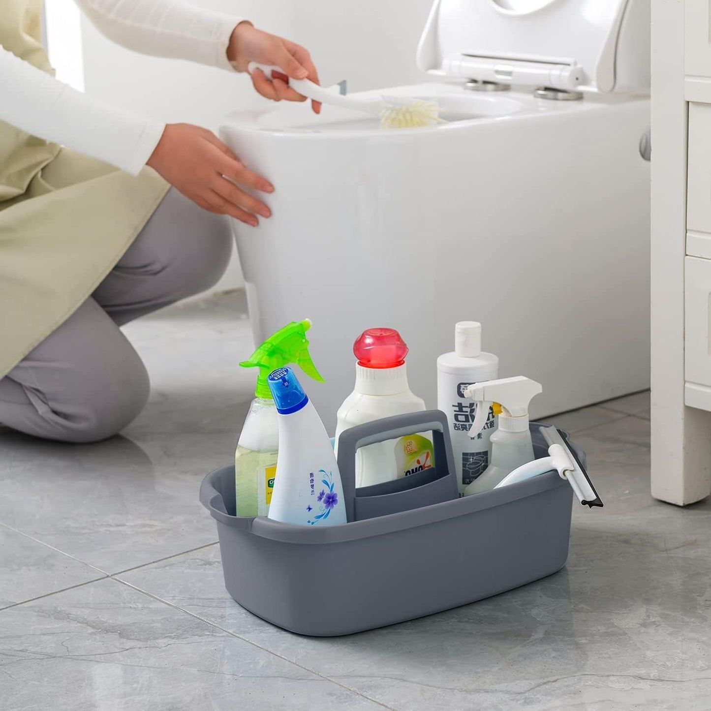 BYUNER Plastic Storage Caddy with Handle Cleaning Supplies Bathroom and Shower Cleaning Caddy Storage Shower Cleaning Products pcs