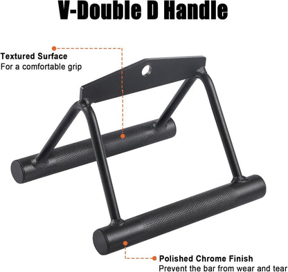 Workout Cable Machine Attachment for Home Gym, SERTT LAT Pulldown Attachments, Cable Accessories for Weight Training, Straight Pull Down Bar, Tricep Rope, Double D Row Handle