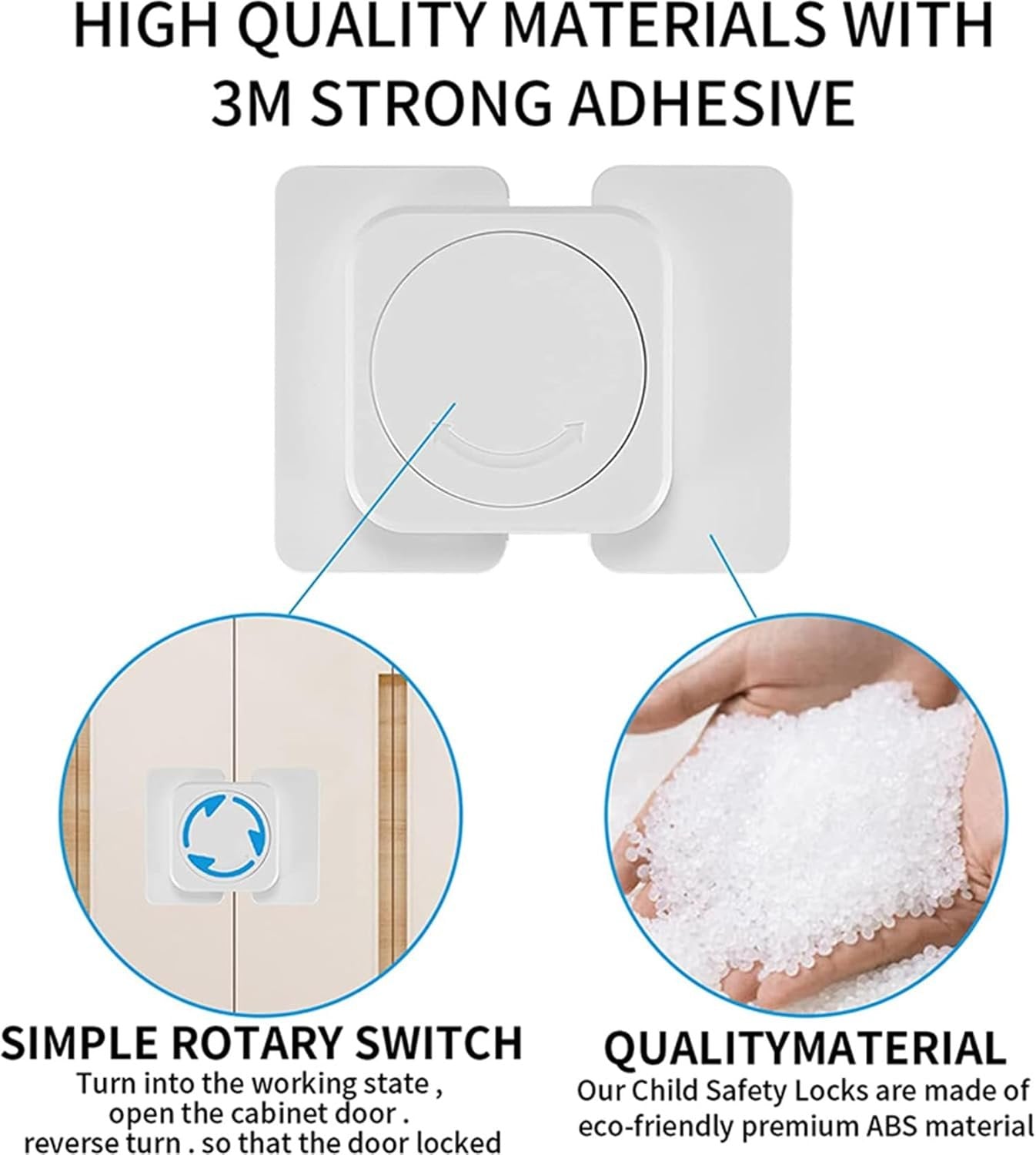 6 Child Safety Cabinets Locks for Fridge, Baby Proof Cupboard Locks, Drawer Lock for Fridge Kitchen Cupboards Closet Drawers Refrigerator Door Safety Strap Locks-with Strong and Removable Adhesive No Tools and Drilling Required (White)