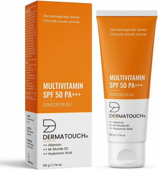 DER.MAT.OUCH Multivitamin Spf 50 Pa+++ Sunscreen Gel For All Skin Types | Uva-Uvb Protection |Zero White Cast | Unisex | 50G