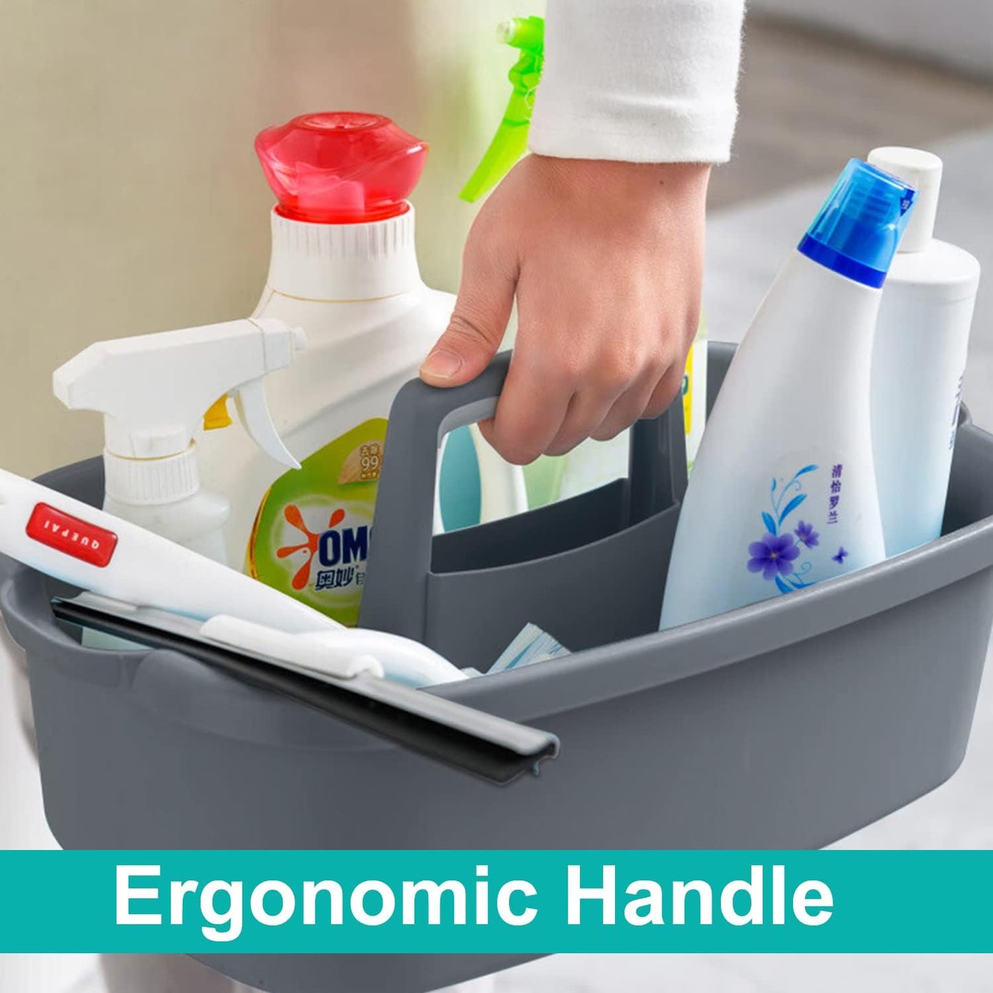 BYUNER Plastic Storage Caddy with Handle Cleaning Supplies Bathroom and Shower Cleaning Caddy Storage Shower Cleaning Products pcs