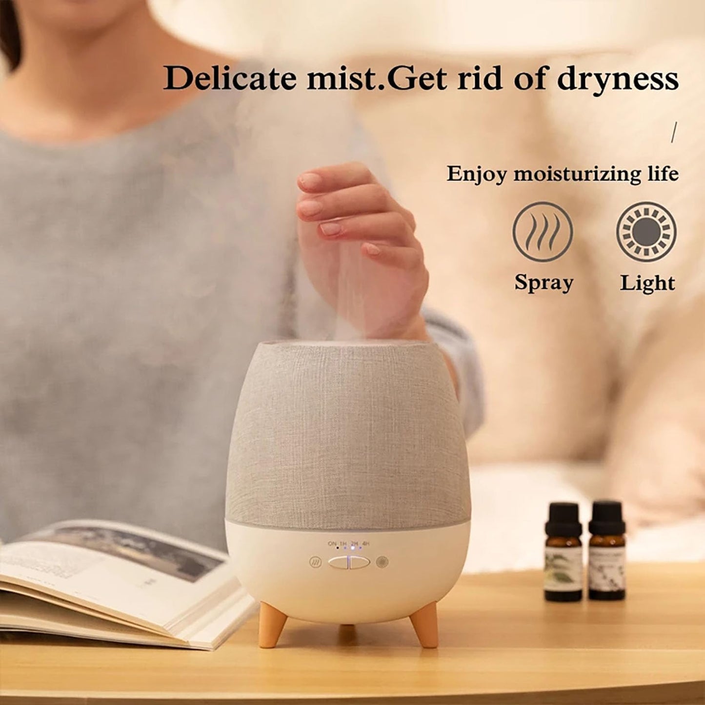 300ml Essential Oil Aroma Diffuser with Remote Control Timer Waterless Auto-Off Protection LED Warm Night Lamp Air Humidifier for Bedroom Home Yoga Spa