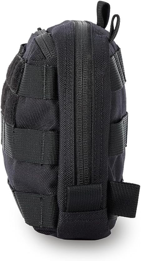 Cargo Works Black Tactical Molle EDC Pouch - Admin Pouch with Molle Attachments for Backpacks