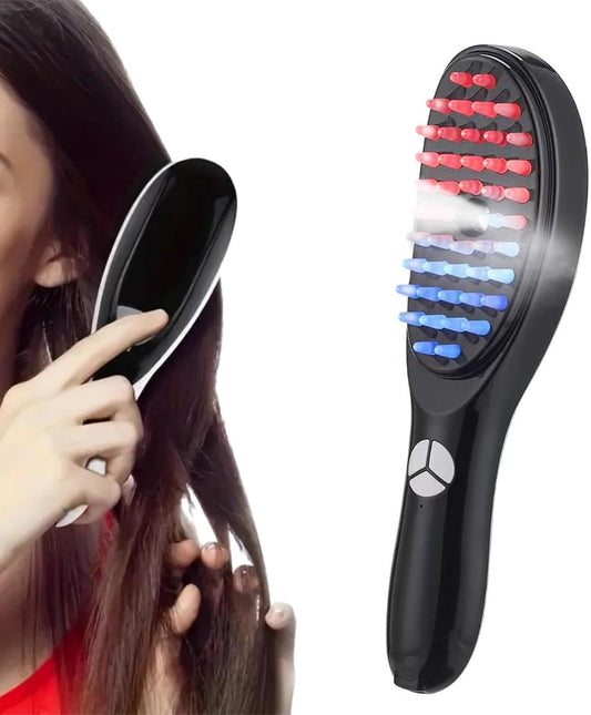 The Original Therabrush, 2-in-1 Electric Scalp Massage Brush and Applicator Bottle, 3 Modes Vibration Massage Comb, Scalp Massager with Red and Blue Light for Scalp Care