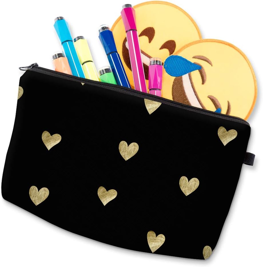 Cosmetic Bag for Women,Loomiloo Adorable Roomy Makeup Bags Travel Waterproof Toiletry Bag Accessories Organizer Liama Gifts Hearts 51356
