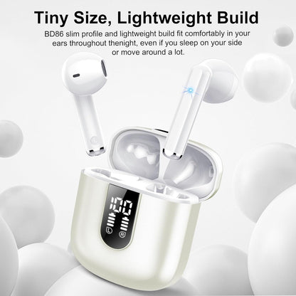 Wireless Earbuds, Bluetooth 5.3 Headphones HiFi Stereo, Mini in-Ear Bluetooth Earbuds, Wireless Earphones with 4 ENC Noise Cancelling Mic, IP7 Waterproof, LED Display, Touch Control Ear Buds, White