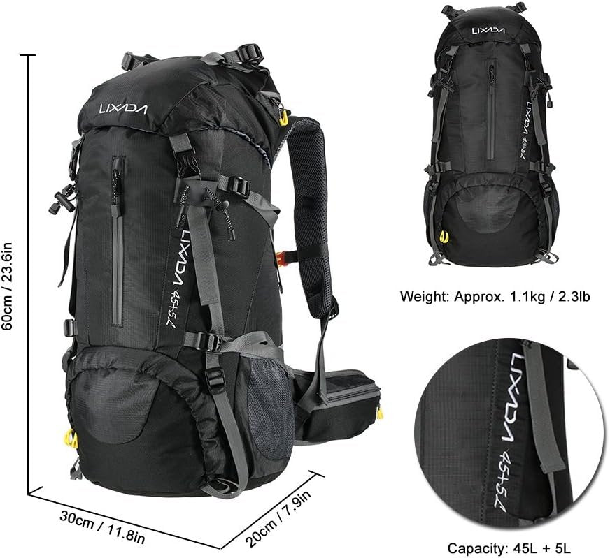 Mingzhe 50L Water Resistant Outdoor Sport Hiking Camping Travel Backpack Pack Mountaineering Climbing Backpacking Trekking Bag Knapsack with Rain Cover