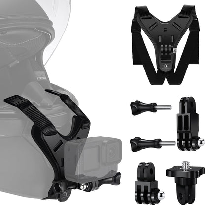 K&F Concept Action Camera Motorcycle Dirt Bike Helmet Chin Strap Mount, Helmet Holder Mounting Attachment for GoPro Hero 13/12/11/10/9/8/7/6/5/4/DJI Osmo Action 5Pro/4/3/Insta360 X5/X4/X3