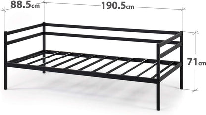 Zinus Marie Metal Single Daybed | Strong Steel Frame Indoor Split-Rail Day time Beds Frame Furniture, Black
