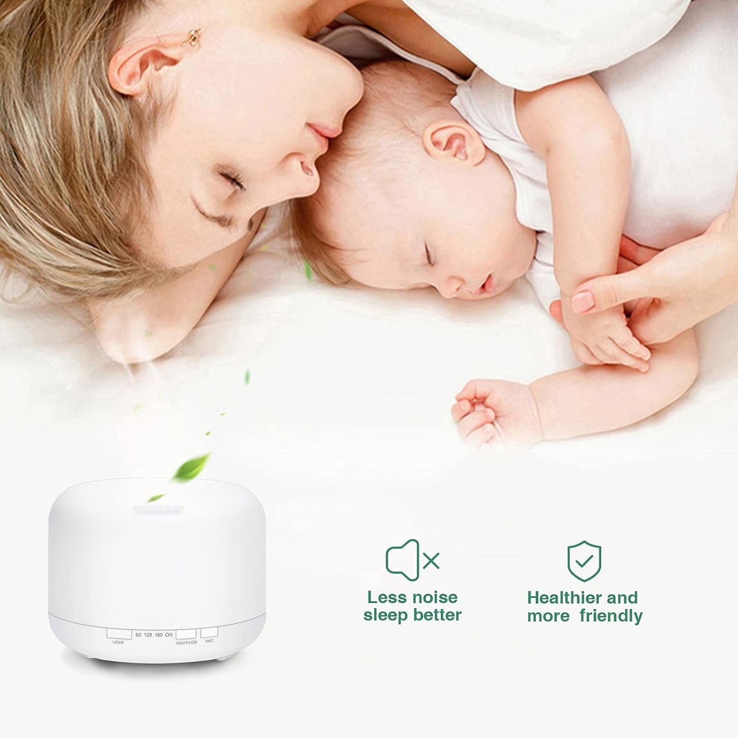 500ml Aromatherapy Essential Oil Diffuser, Ultrasonic Remote Control Cool Mist Fragrance Oils Humidifier, Electric Aroma Air Purifier for Home Bedroom 7 LED Color Lights, Timer, Auto Shut-Off (White)
